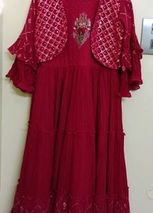 New Maroon Frock(Sleeves Available)