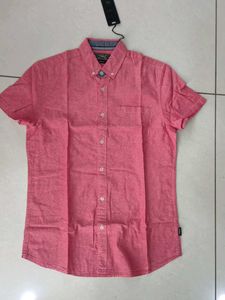 JACK JONES Men's Short Sleeve Pink Oxford Shirt