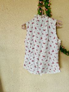Chic Floral Ruffle Sleeveless Top