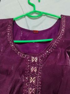 Purple Embroidered Kurta Set