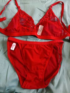 Red Lace Bralette &amp; Panty Set