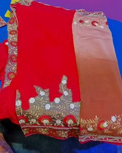 Red Embroidered Complete Saare