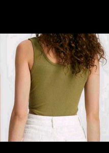 Ribbed Tank Bodysuit - Olive Green