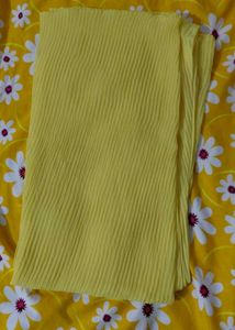 Vibrant ruffled yellow pleated dupatta