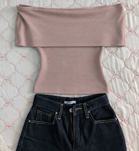 Off-Shoulder Pink Top