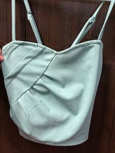 Mint Green Ruched Crop Top