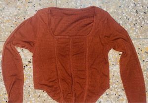 Stylish Brown Long Sleeve Top