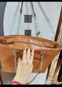 Stylish Tan Leather Tote Bag