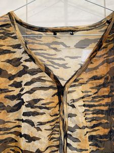 Sheer Tiger Print V-Neck Top