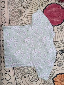 Floral Print Ribbed Top