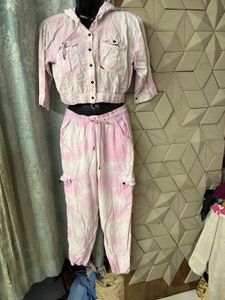 Tie-Dye Crop Jacket &amp; Cargo Pants Set