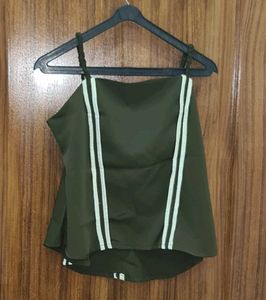 Stylish Olive Green Spaghetti Top