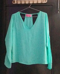 turquoise cut out top (size- L)