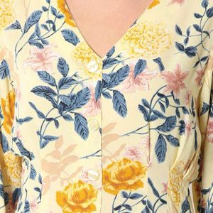 ONLY Floral Print V-neck Midi Dress