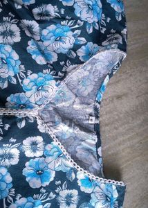Blue Floral Print Kurta