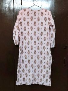 Pink Printed Cotton Kurta