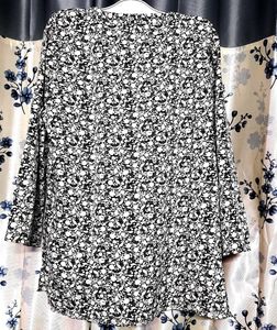 Black And White V-Neck High Low Blouse