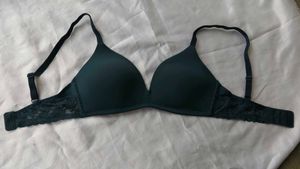 Dark Green Lace Trim Bra