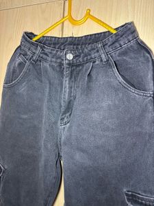 Charcoal Grey Cargo Jeans