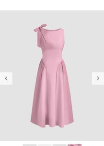 Elegant Pink Midi Dress with Bow Detail