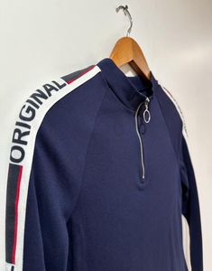 H&amp;M Navy Blue Casual Dress with Striped Sleeves