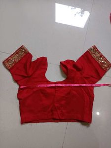 Embroidered Red Silk Blouse