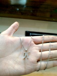 H Letter Chain Pandent Pure Silver 925