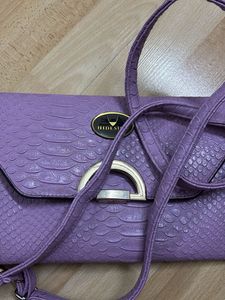 Stylish Lavender Clutch with Snake Print