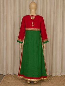 Red &amp; Green Embroidered Gown Set | SHALWAR KAMEEZ
