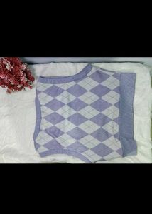 Lavender Argyle Knit Crop Top