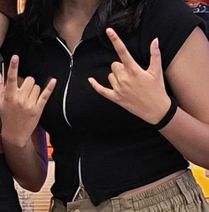 Black Cropped Zip-Up Top