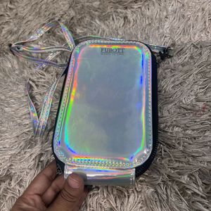 Holographic Silver Shine Crossbody Pouch Purse