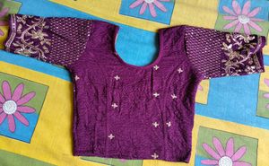 Designer Embroidered Purple Blouse