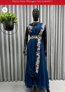 Elegant Embroidered Navy Blue Dress