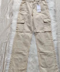 ZARA beige Cargo Pants