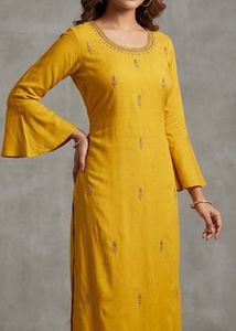Yellow Embroidered Kurta