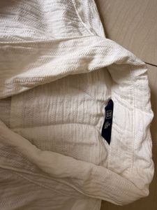 Crinkled Cotton Button-Up Shirt