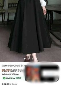 black  Pleated Midi Skirt