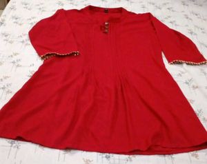 Red Kurta Set with Dhoti Pants