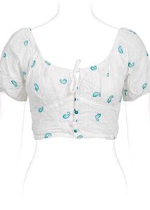 White Paisley Print Crop Top