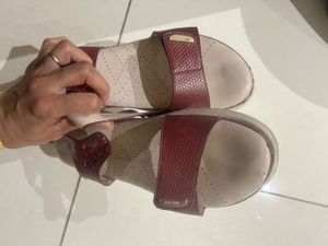 Stylish Maroon &amp; Cream Sandals