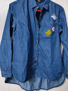 New unused Roadster Blue Denim Shirt with Patches