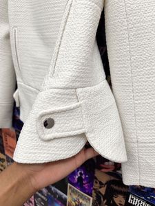 Chic White Textured Moto Jacket