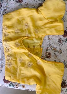 Beautiful Yellow Embroidered Saree