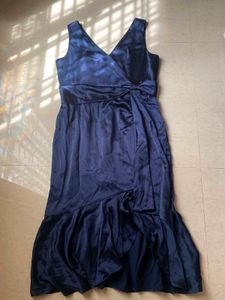Elegant Navy Blue Satin Dress