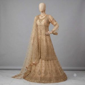 beautiful Golden gown with dupatta