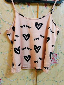🇳🇿💫🎀Cute Pink Heart Print Camisole Top
