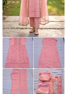 Beautiful Pink Embroidered Kurta Set