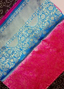 Beautiful Pink &amp; Blue Silk Saree