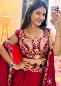 Red Embroidered Lehenga Set